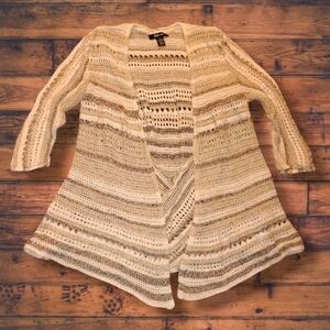Style & Co. Beige Striped Long Sleeve Cardigan